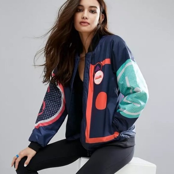 Adidas Stella Sport Stella McCartney Padded Graffiti Bomber Jacket - Picture 1 of 11